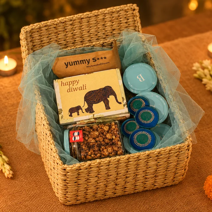 A woven sea grass gift box