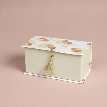 A two-section floral paper gift box