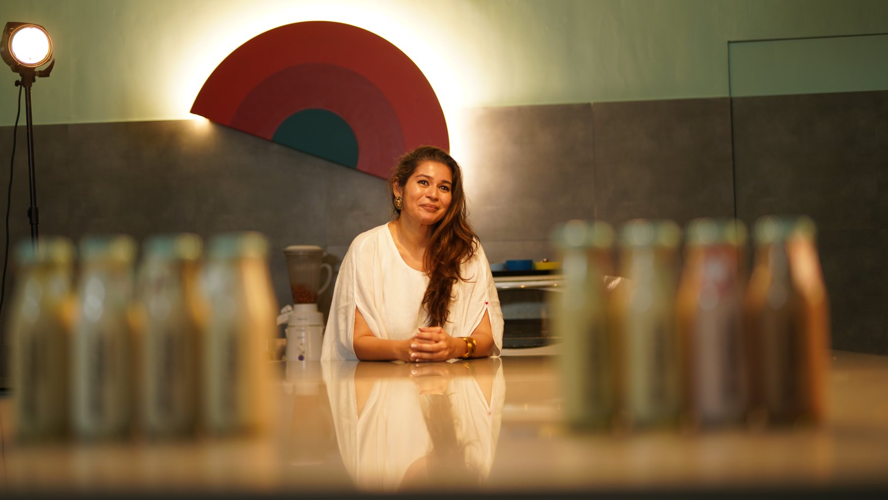 Pardita, founder of Break of Dawn, in her studio kitchen