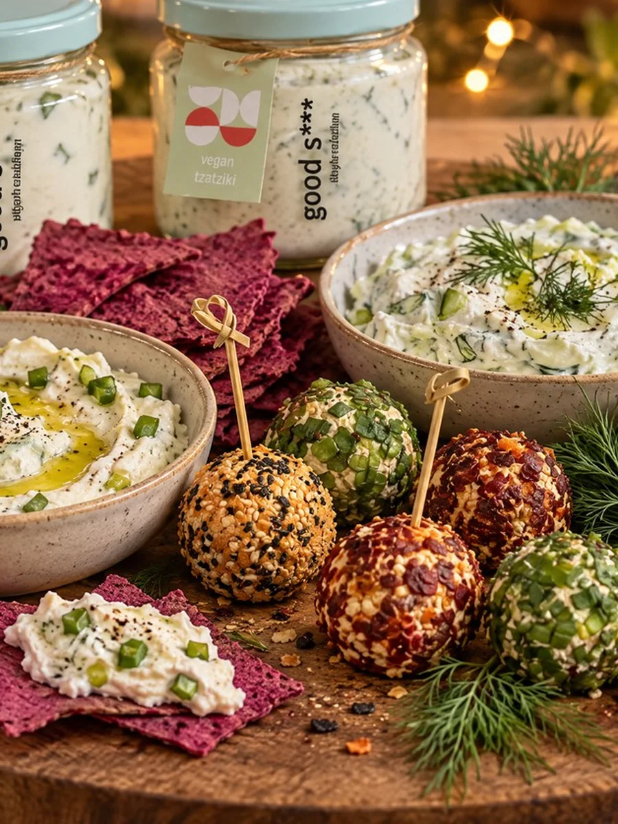 The Spread bundle from Break of Dawn: feta bombs, jalapeño cream cheese and vegan tzatziki with beetroot lavash