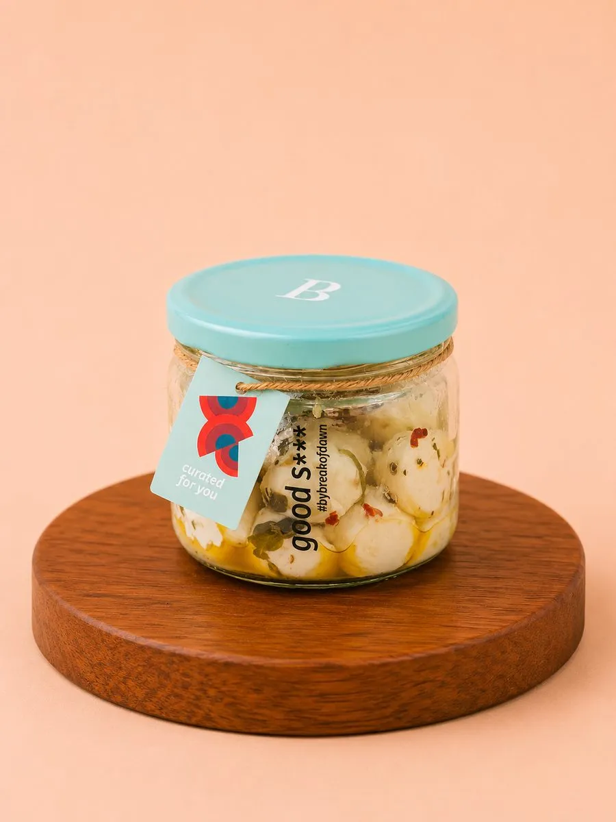 Break of Dawn vegan mozzarella pearls, plant-based and made from almonds